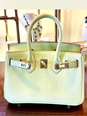 New Designer-Inspired 20cm Mini Lemon Yellow Structured Top-Handle Bag